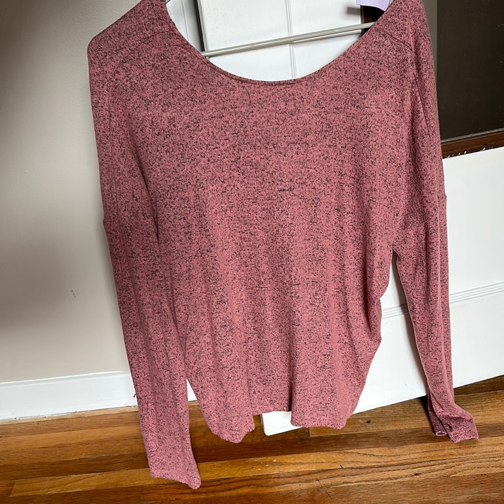 Mauve colored sweater with peep back